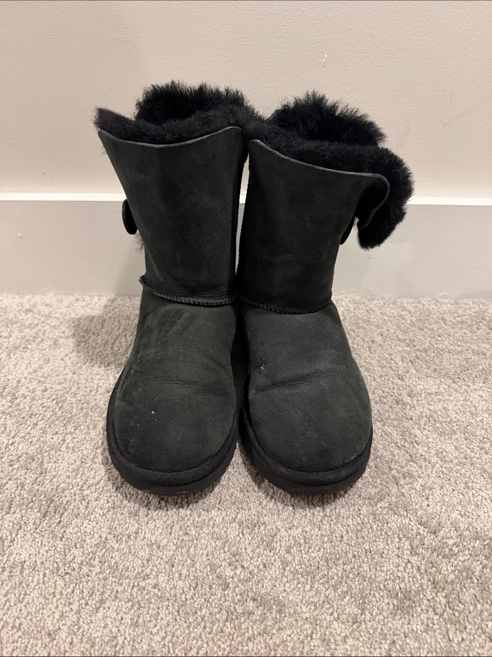 UGG Black Short Suede Shearling Boots